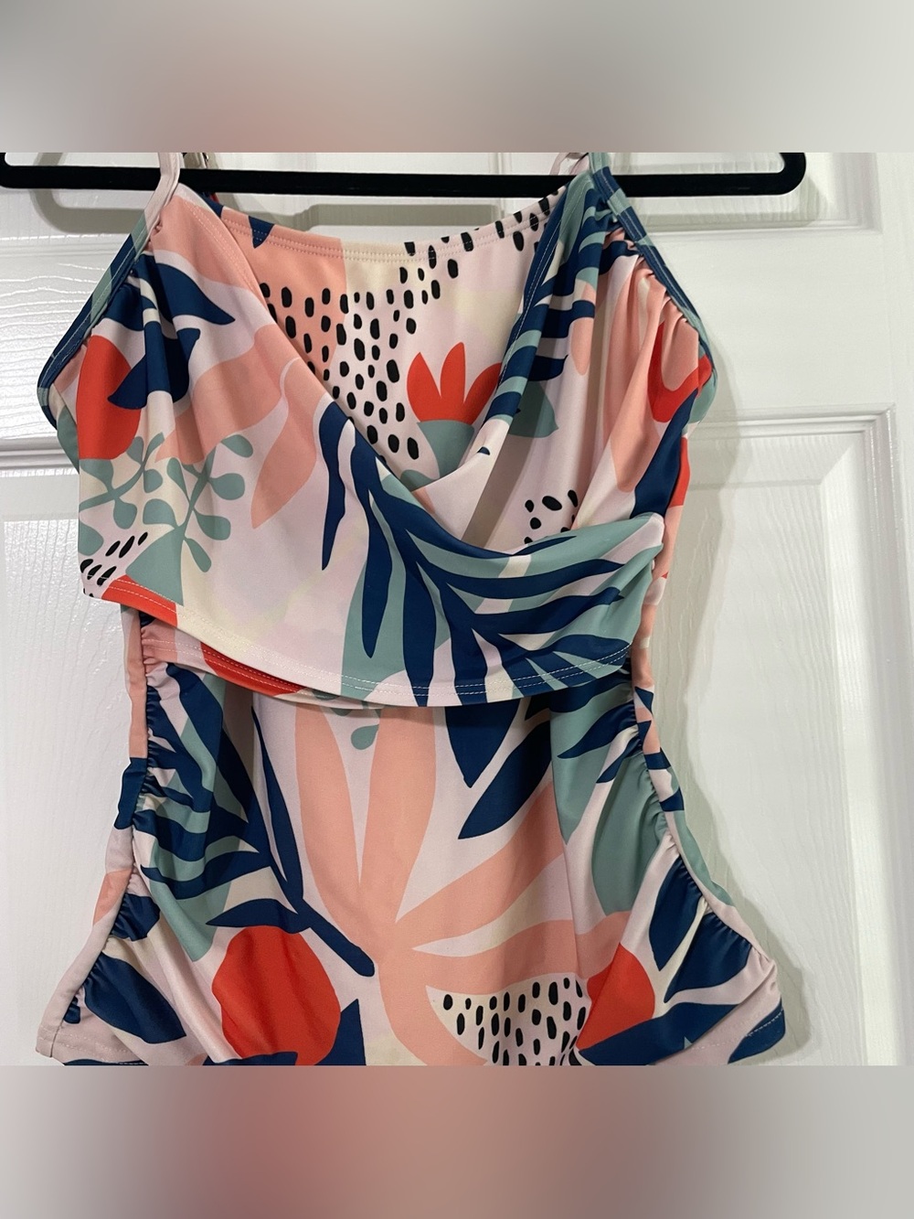 Lime Ricki Tankini Swimsuit Top Bold Abstract Floral Botanical Print Large - Picture 3 of 5
